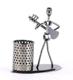 Iron bass guitar musician pen stand showpiece.