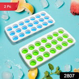 21 Cavity Pop Up Ice Cube Trays-Easy Release, Flexible Silicone Bottom - Stackable, BPA Free, Food Grade - for Convenient Freezer Ice Making (2 Pc Set)